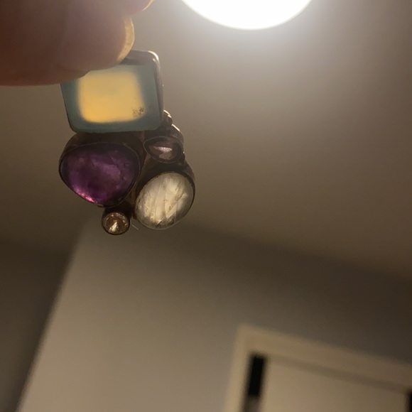 Gemstone pendant chalcedony, amethyst, moonstone sterling silver - Picture 5 of 5